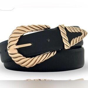 Country Western Fashion Cowgirl Belts for Women Chunky Gold Western Belt Buckle